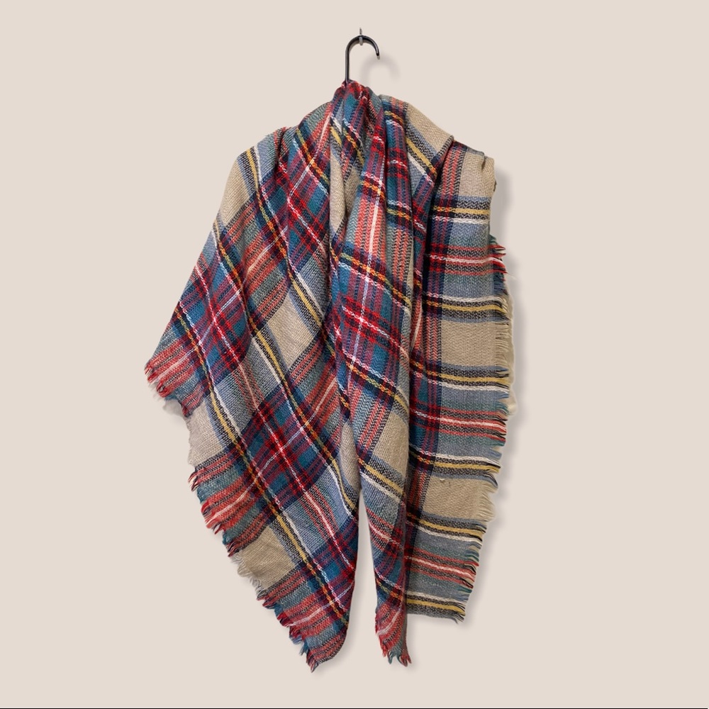 Oversized plaid scarf